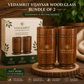 Vedamrit™ Premium Vijaysar Wood Glass – Pack of 2 | Authentic Ayurvedic Wooden Glass Set