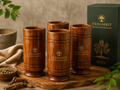 Vedamrit™ Premium Vijaysar Wood Glass – Pack of 4 | Family Value Combo | Authentic Ayurvedic Wooden Glass Set